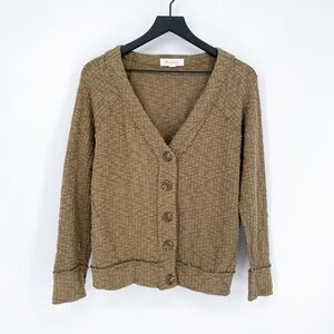Two by Vince Camuto Olive Green Textured Cardigan Large